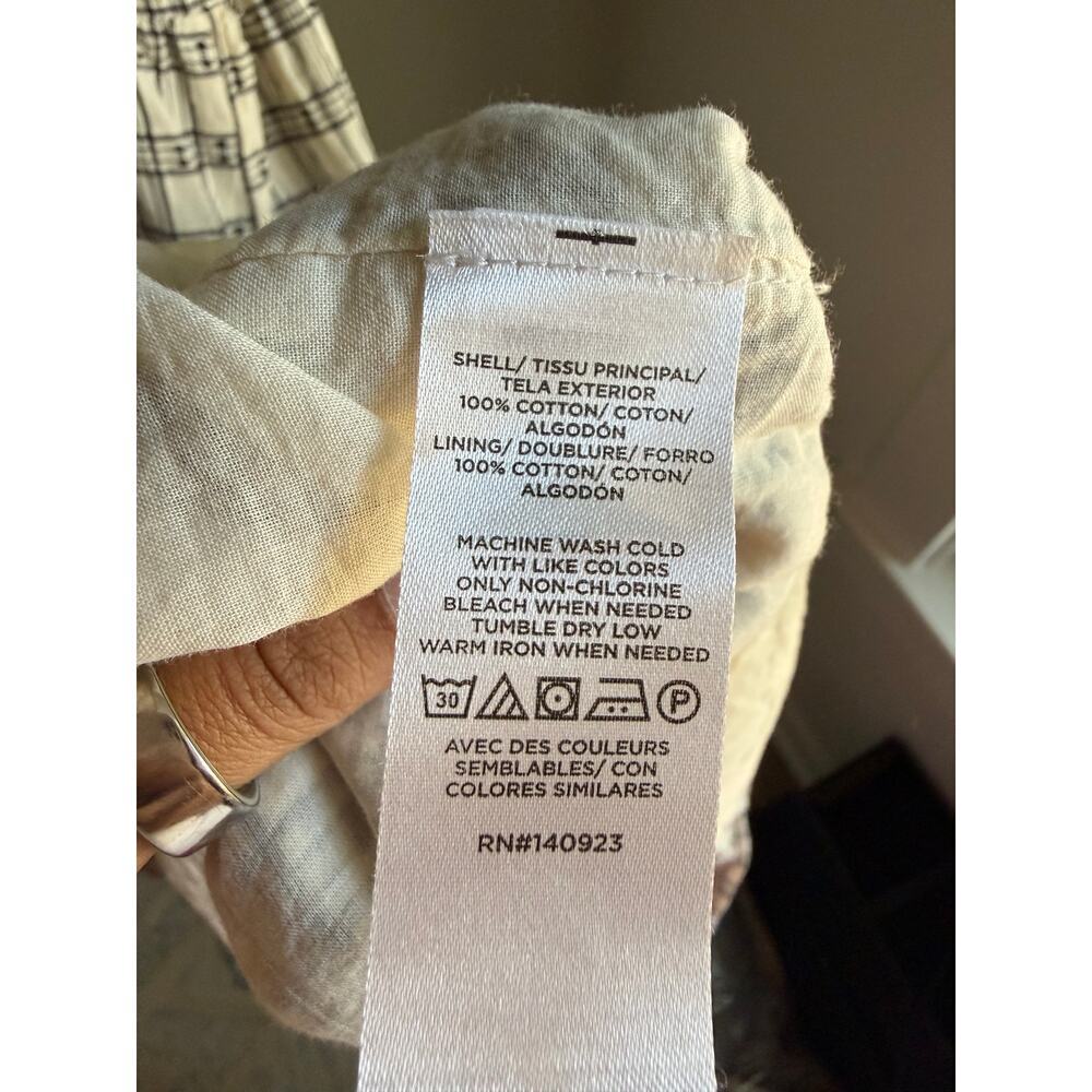 LOFT Plaid Cotton Midi Dress Size 6 Cream Black Tiered Prairie Cottagecore - Picture 4 of 4